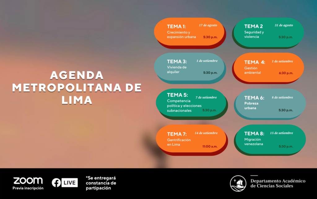 La «Agenda metropolitana de Lima» comienza este miércoles 17 de agosto