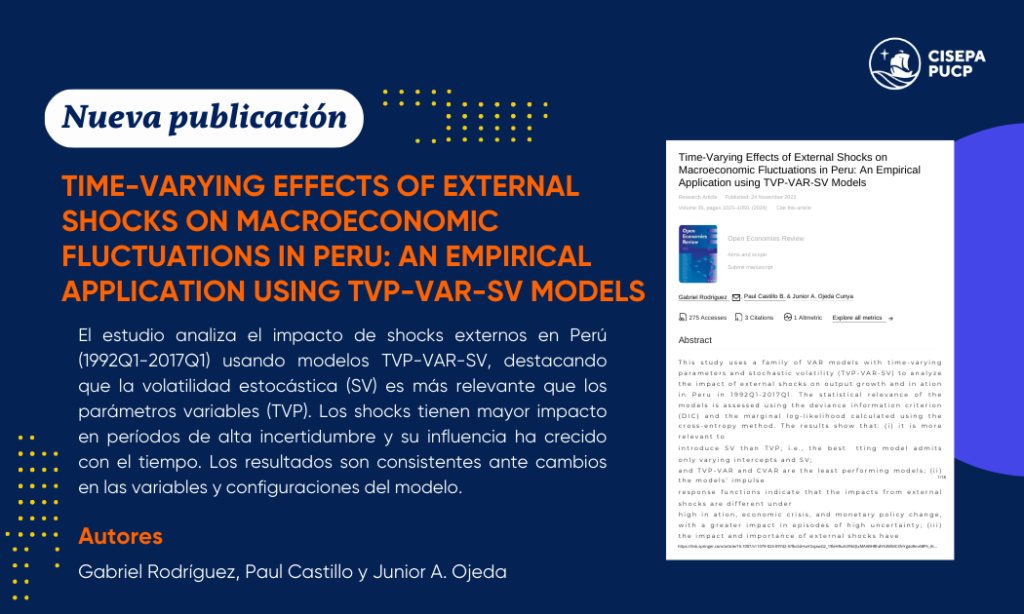 Nuestro investigador Gabriel Rodríguez es coautor de un artículo en la revista Open Economics Review